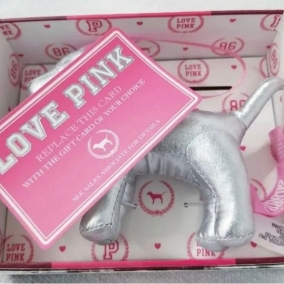 VS PINK Mini Silver Dog Ornament in box RARE HTF NEW PINK PUP - Picture 5 of 5